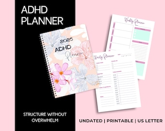 Planificador diario para el TDAH: Diario de concentración y productividad (descarga digital)