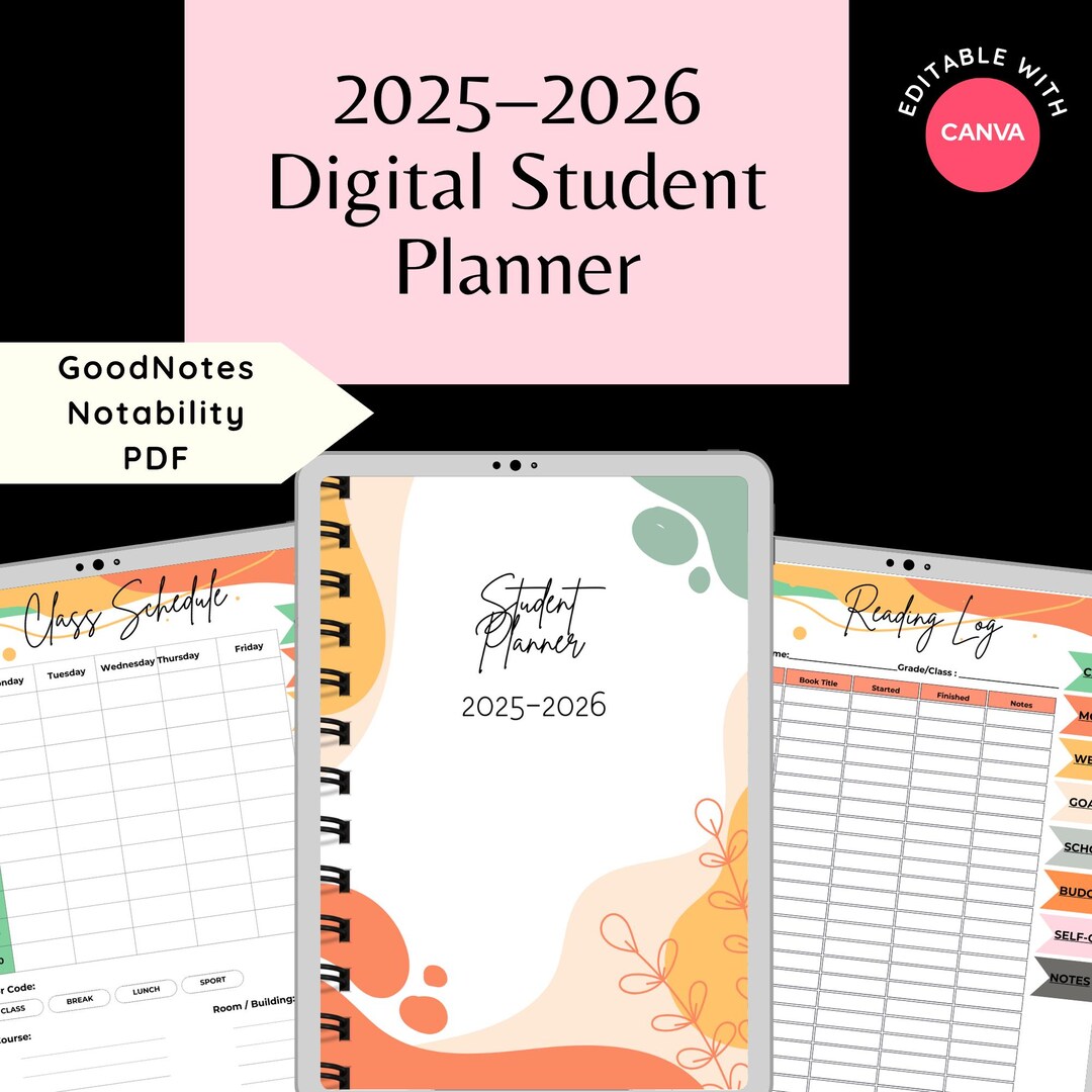 2025-2026 Digital Student Planner: Hyperlinked iPad Study Organizer ...