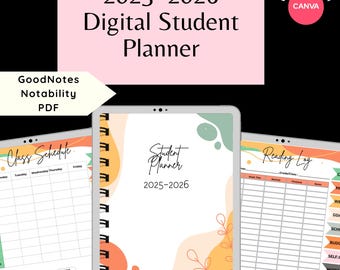 Planificador digital estudiantil 2025-2026: Organizador de estudio para iPad con hipervínculos (Descargar PDF)