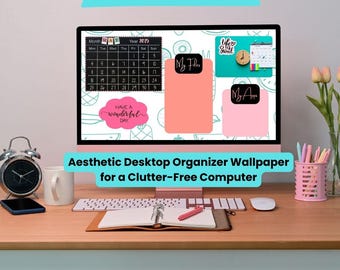 Fondo de pantalla de organizador de escritorio en tonos pastel: Mac y Windows (descarga digital)