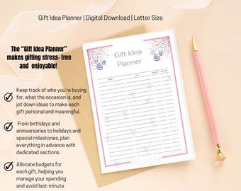 Lista de regalos y seguimiento de presupuesto / Planificador de regalos para eventos y festividades imprimible