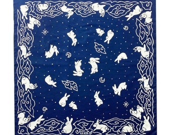 Celestial Rabbit batik bandana | Indigo | Lunar New Year Special