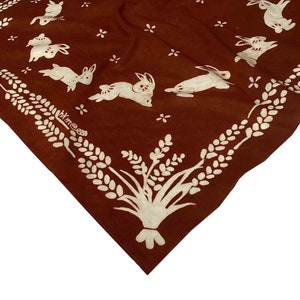 Meadow Rabbit batik bandana Myrobalan Jolawe natural dye Lunar New Year Special artisanal gift summer style image 2