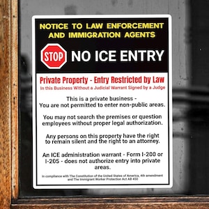 ICE Not Welcome Business Sticker, No Trespassing Removable Anti Trump Decal