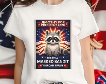 Jimothy For President 2028 T-Shirt, Seattle Raccoon Masked Bandit Design Tee, Unisex