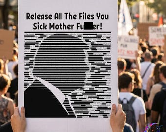 Anti Trump Redacted Epstein Files Protest Sign, Digital Download Poster