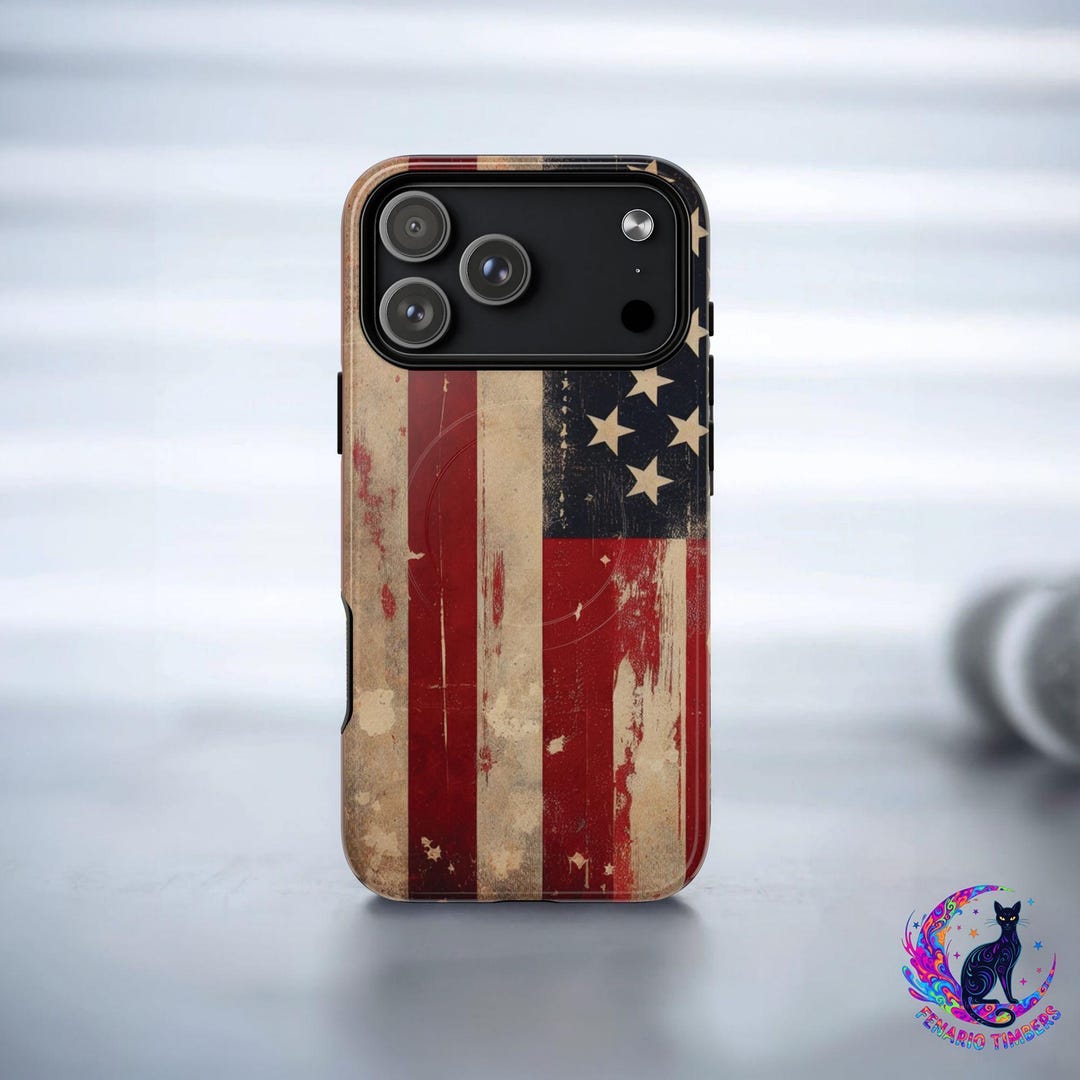 Distressed American Flag iPhone Cover, Magnetic Patriotic Phone Case ...