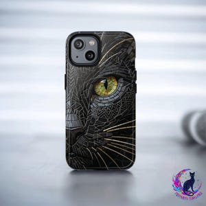 Black Cat Mosaic iPhone Case, MagSafe Compatible, Magnetic Phone Cover