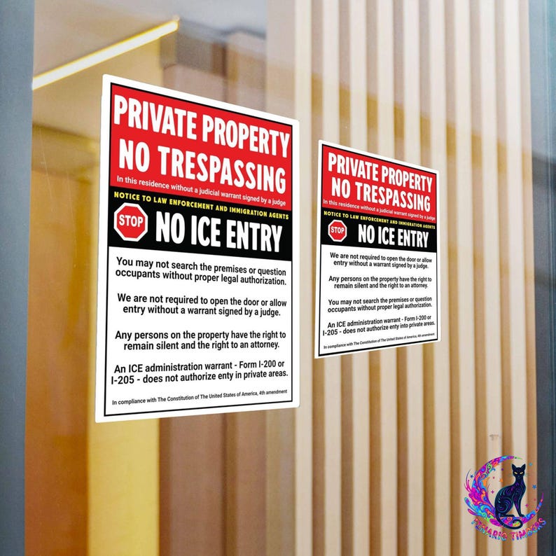 No ICE Decal For Home, No Trespassing Anti Trump Sticker, Private Property image 4
