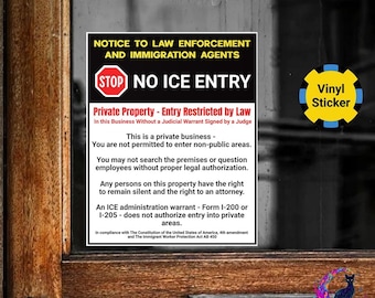 NO ICE Decal For Business, No Trespassing, Private Property Sticker