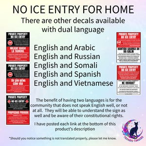 No ICE Decal For Home, No Trespassing Anti Trump Sticker, Private Property image 7