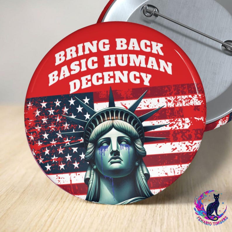 Bring Back Basic Human Decency Button, Anti-Trump Political Accessory Pin Bild 1