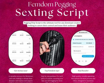 Femdom Pegging Drip Sexting Script - Dominate Your Fans with Ease! Instant download! Femdom submissive, female domination, domme, OnlyFans