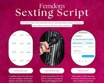 Femdom JOI Drip Sexting Script - Domine seus fãs com facilidade! Download instantâneo! Femdom submissa, dominação feminina, dominatrix, OnlyFans