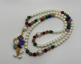 Pearl Jade Tasbih: 8mm Islamic Prayer Beads Misbaha