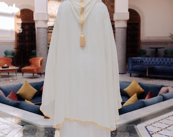 Gold Moroccan Selham Cape | Men's Hooded Wedding Cloak & Nikkah Groom Attire