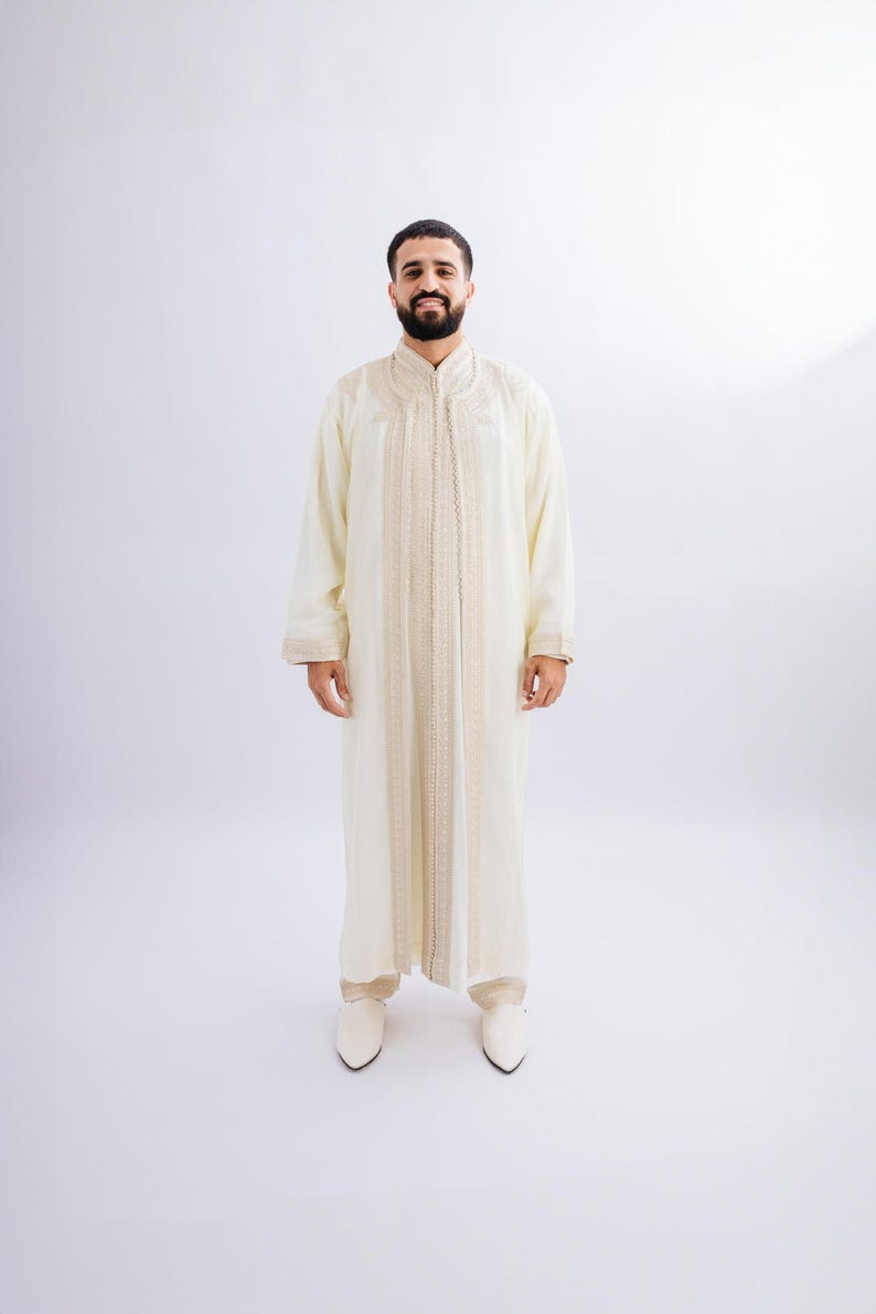 Moroccan Jabador Men 3 Piece Set – Kaftan Outfit – Wedding & Nikkah Outfit – Eid Clothing – BeldiFez image 1