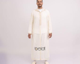 Moroccan Djellaba Men 3 Piece Set – Traditional Outfit – Eid Clothing – Handmade Moroccan Wear – BeldiFez