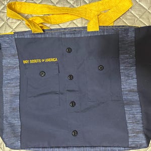 Boy Scouts of America Cub Scout Tote Bag Handmade From Old Scout Uniform With Embroidery Cub Scout Leader BSA Reversable Leader Gift