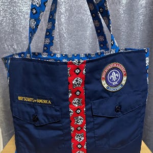Boy Scouts of America Cub Scout Tote Bag Handmade From Old Scout Uniform BSA Reversable Leader Gift
