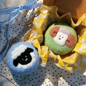 Cute Lamb Felted Soap Bar | Wool-Wrapped Cold Process  Handmade Soap | 100% Natural Oils Base & Pure Essential Oils