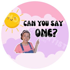 Diseño de fondo redondo de la Sra. Rachel / ¿Puedes decir UNO? Fondo / Fondo del primer cumpleaños de la Sra. Pink Rachel