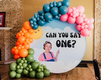 DIGITAL - CUSTOM - Ms Rachel Round Backdrop Design | Can you say ONE? Background | Mrs Rachel Birthday Background