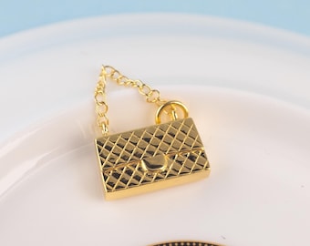 Gold Personalized Initial Luxury Designer Handbag Charm With Chain Custom Name Armpit Bag Pendant DIY Necklace Bracelet Earring Keychain