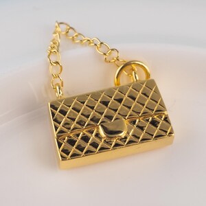 Personalized Initial Luxury Designer Handbag Charm with chain Custom Letter Armpit Bag Pendant DIY Necklace Bracelet Earring Keychain