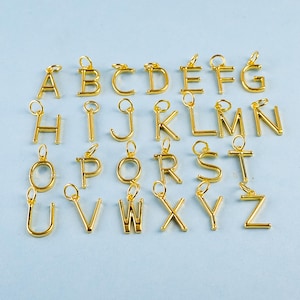 Dije de letra grande chapado en oro de 18 quilates, personalizado, dorado y plateado, para collar, pulsera, pendientes y llavero.