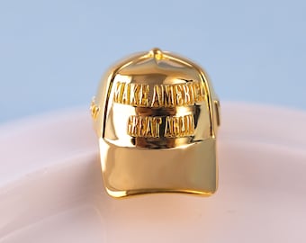 Gold MAGA Make America Great Again Trump Hat Charms 2025 Baseball Cap Pendant maga Patriotic Jewelry Souvenir gifts for trump enthusiasts
