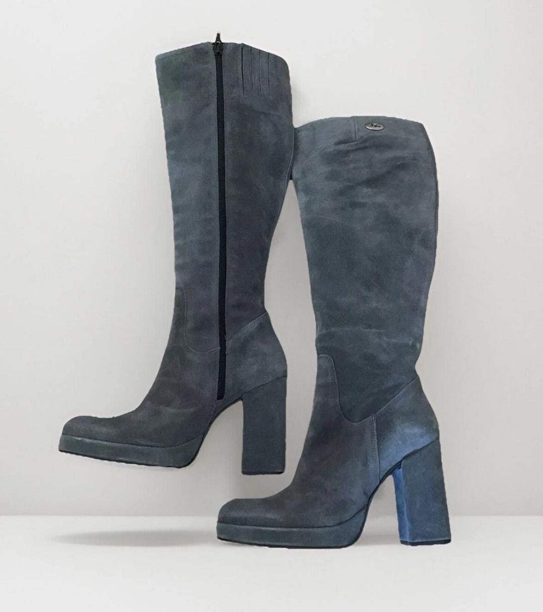 Suede High Heels Stiefeletten Grau Buffalo Stiefel Buffalo