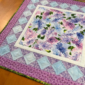 Table Topper Lilacs Quilted Handmade Table Quilt Square Home Decor