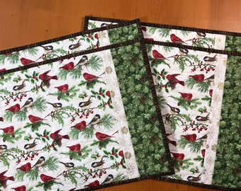Tischset Weihnachten Vögel Vierer Set Handgemacht Tisch Küche Urlaub Deko