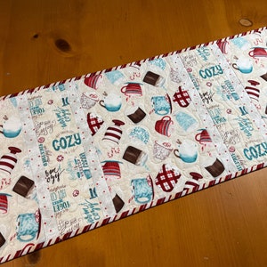 Table Runner Cocoa Mugs Christmas Handmade Quilted Holiday Decor