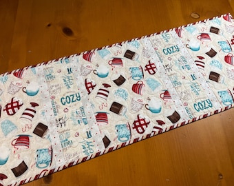 Tischläufer Kakao Tassen Weihnachten Handmade Quilted Holiday Decor