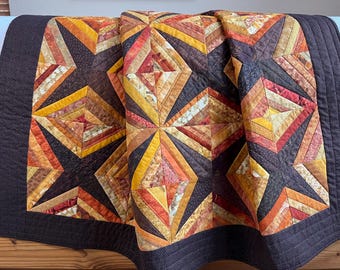 Quilt Handgemacht Patchwork Patchwork Quilt Scrappy Diamant Braun Gold Orange Überwurf Home Decor