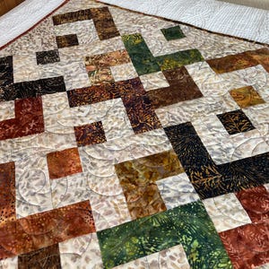Quilt Handmade Batik Brown Green Rust Color Home Decor - Etsy