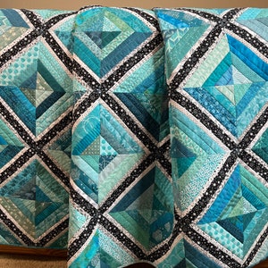 Quilts Homemade Patchwork String Scrap Quilt Turquoise Handmade Gift