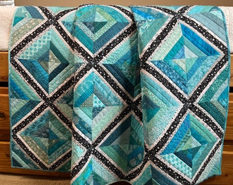 Quilts Homemade Patchwork String Scrap Quilt Turquoise Handmade Gift