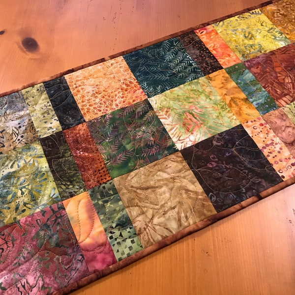 Table Runner Fall Quilted Handmade Table Quilt  Autumn Colors