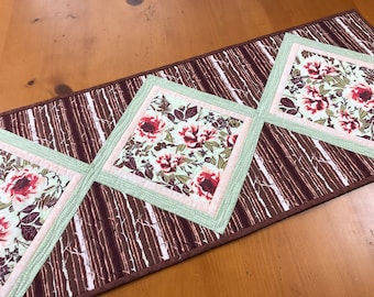 Table Runner Floral Quilted Handmade Nature Table Decor