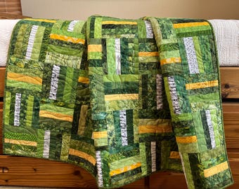 Handgemachte Quilt Patchwork Frühling Grün Scrappy Runde werfen Gesteppte Home Decor