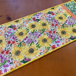 Table Runner Yellow Sunflowers Floral Quilted Home Decor