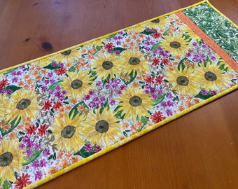 Table Runner Yellow Sunflowers Floral Quilted Home Decor