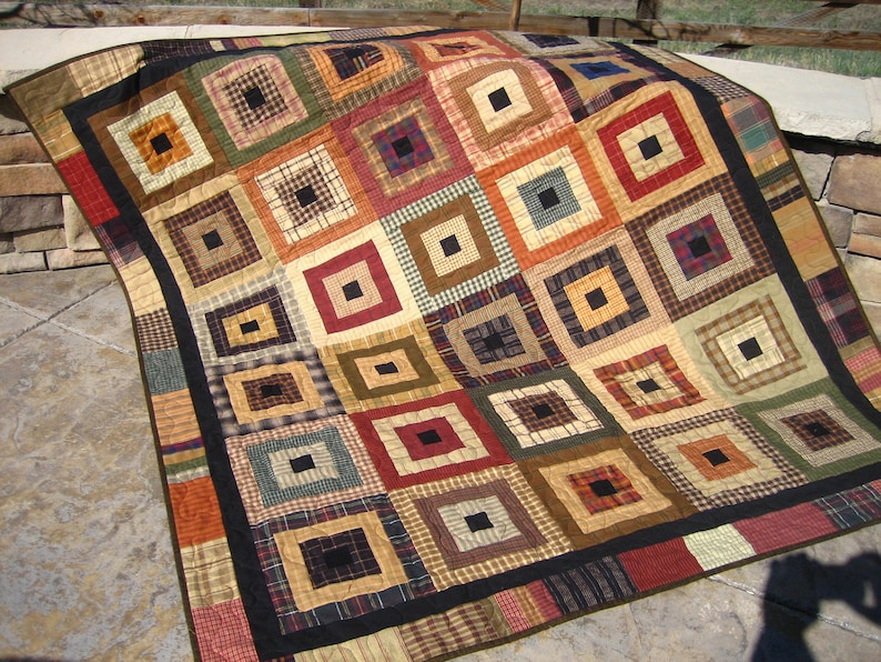 Handmade Quilt Homespun Squared Etsy