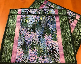 Tischsets Wisteria Blumen Set von vier handgemachten Tisch Küche Dekor