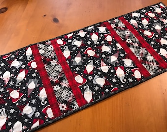 Table Runner Gnomes Christmas Handmade Quilted Holiday Decor