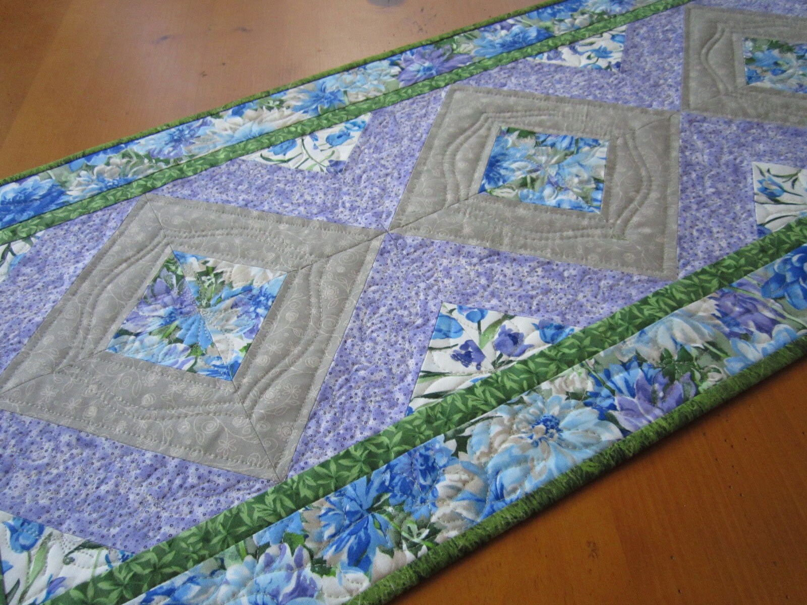 Spring Table Runner Handmade Floral Runner Quilted Blue Purple | Etsy