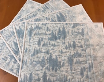 Handgemachte Waldszenen Tischsets: Glitter Frost Urlaubsdekor (4er Set)